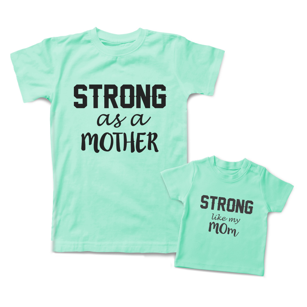 Mommy and Me Outfits Strong like My Mom as A Mother Knit Cotton Match Clothes - Picture 7 of 9