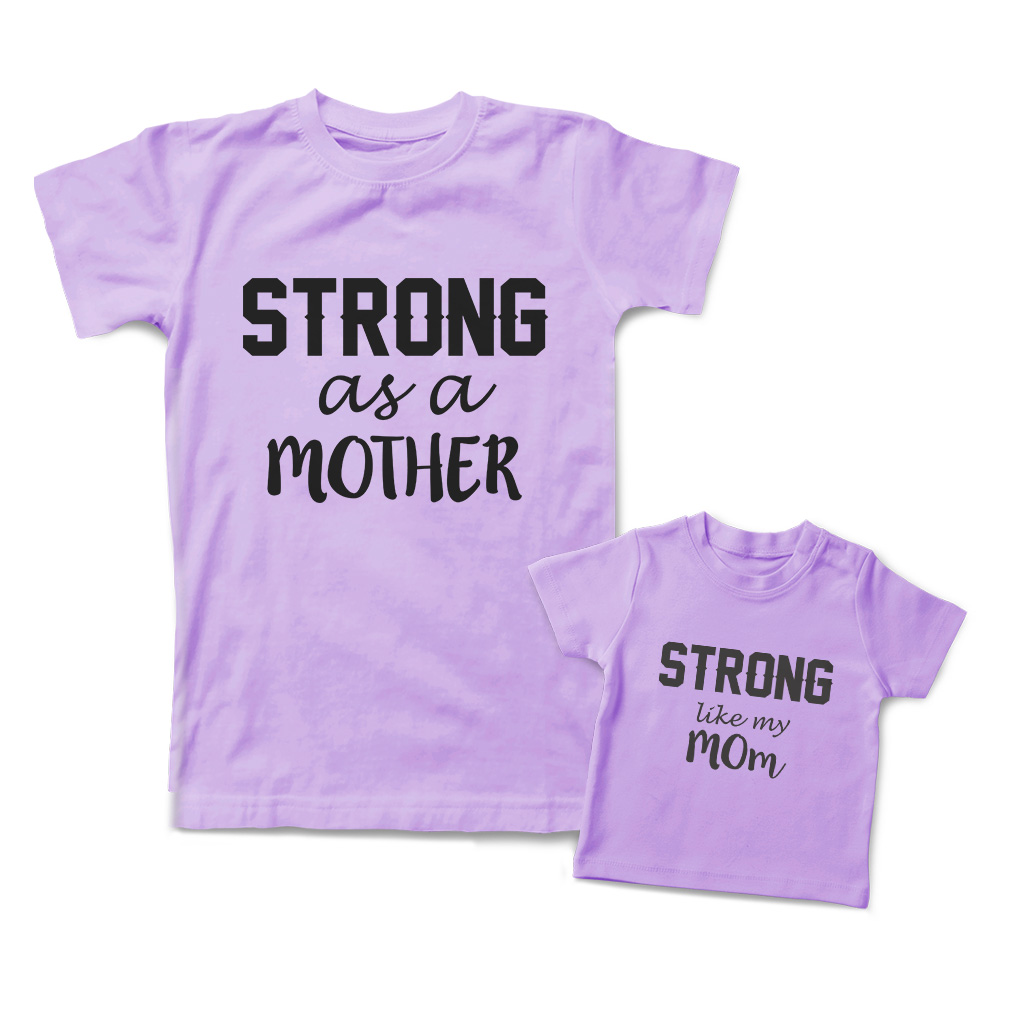Mommy and Me Outfits Strong like My Mom as A Mother Knit Cotton Match Clothes - Picture 8 of 9