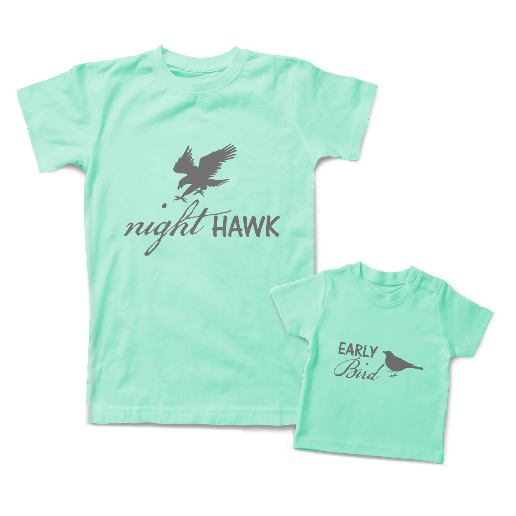 Love Mommy and Me Outfits Night Hawk Eagle Early Bird Crow Cotton Match Clothes - Picture 7 of 9