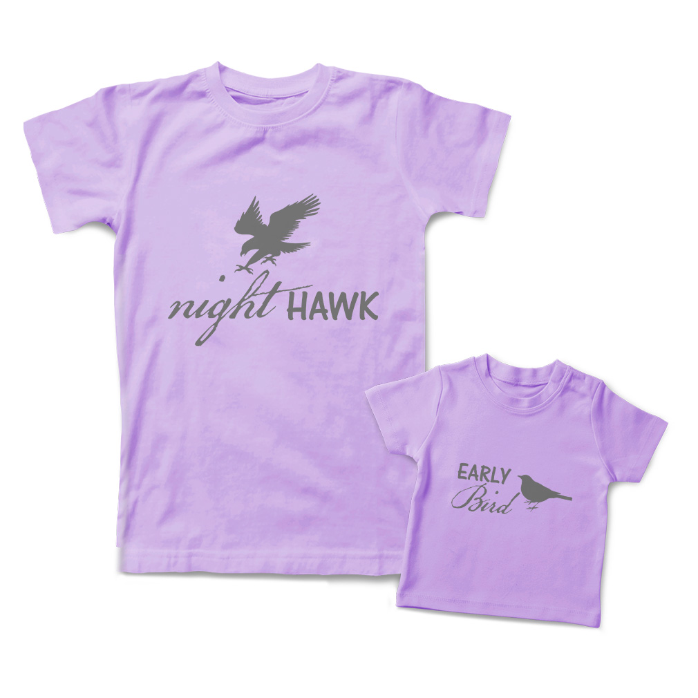Love Mommy and Me Outfits Night Hawk Eagle Early Bird Crow Cotton Match Clothes - Picture 8 of 9