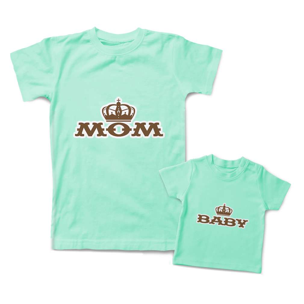 Love Mommy and Me Outfits Mom Baby Crown Knit Cotton Match Clothes - Picture 7 of 9