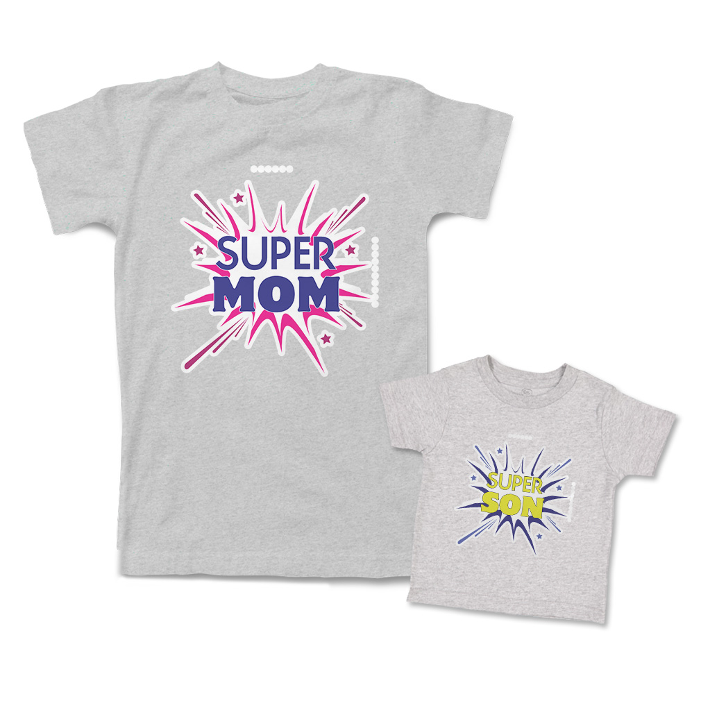 Mommy and Me Outfits Super Mom Son Sparkling Crackers Star Cotton Match Clothes - Picture 9 of 9