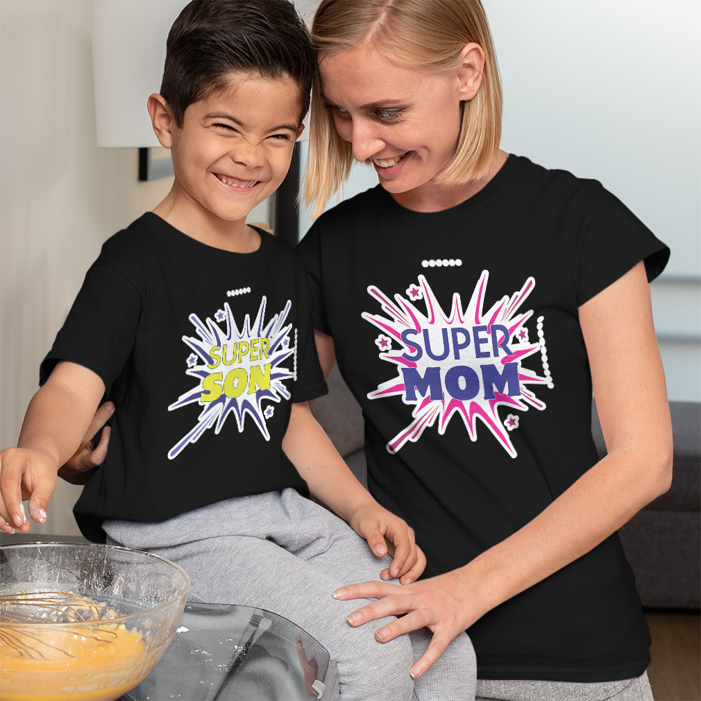 Mommy and Me Outfits Super Mom Son Sparkling Crackers Star Cotton Match Clothes - Picture 2 of 9